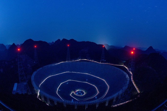 Kính viễn vọng vô tuyến hình cầu khẩu độ 500 m (FAST) đặt tại tỉnh Quý Châu - Trung Quốc